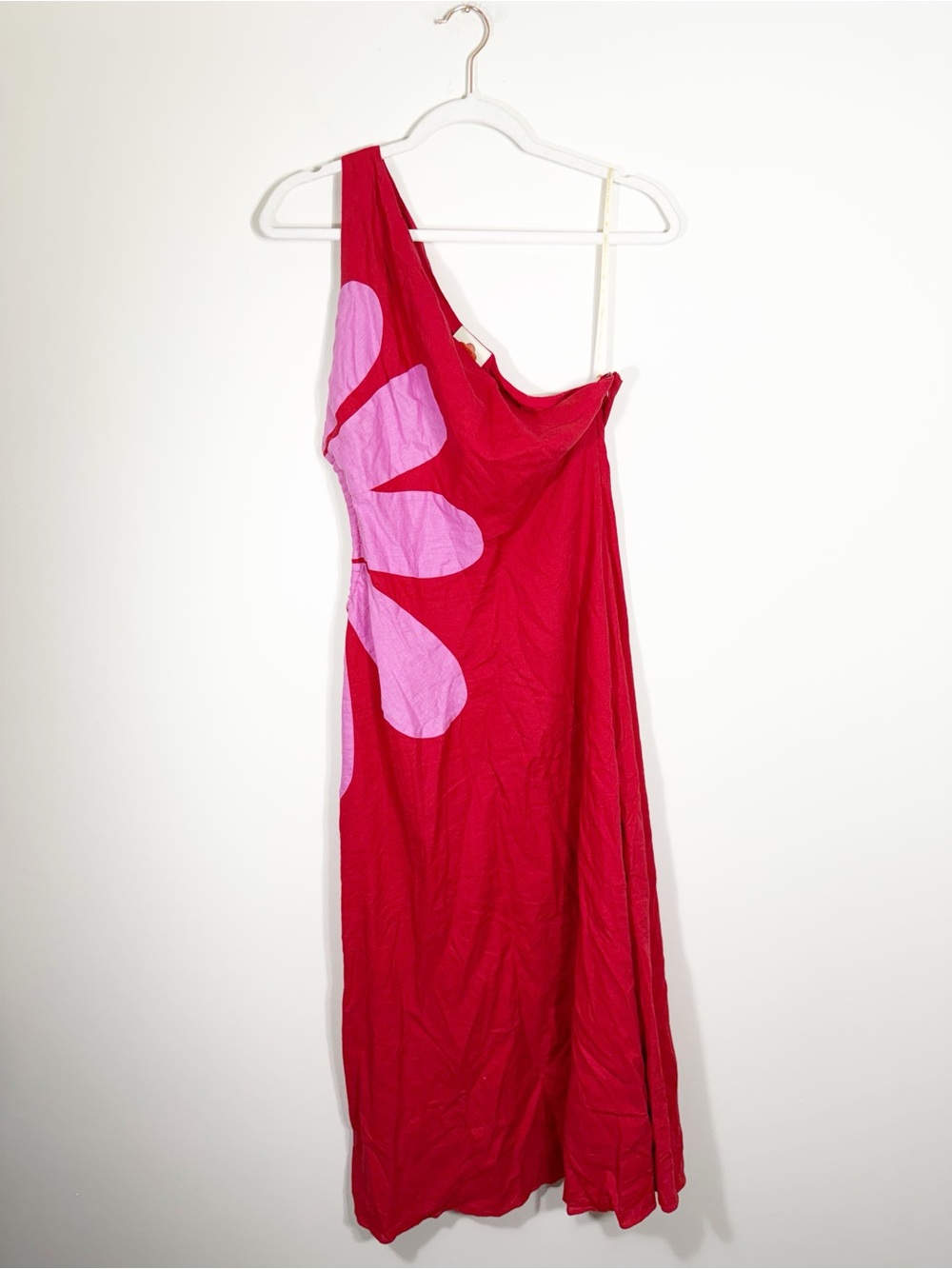 Anthropologie Farm Rio Cutout Flower Dress Linen Blend One Shoulder Medium - Picture 6 of 11